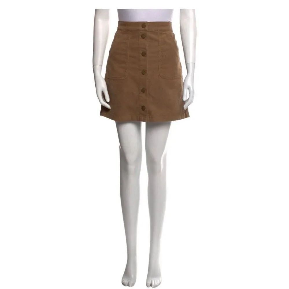 Tory Burch New Authentic Luciano Beach Wood Brown Corduroy Mini Skirt 0 Xxs Xs